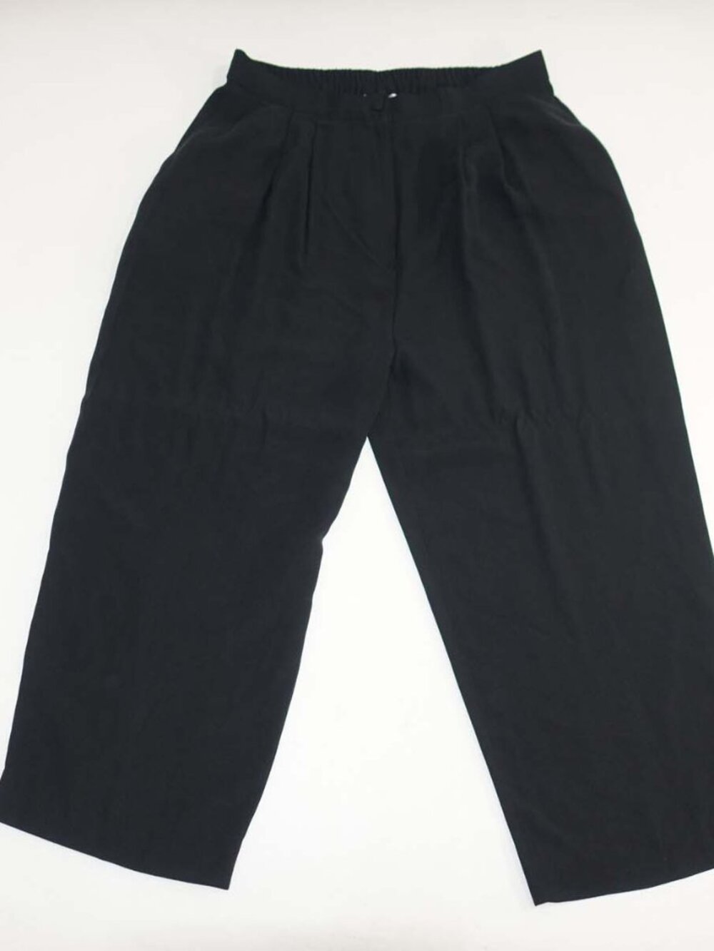 Eileen Fisher Womens Cropped Relaxed Fit Pants Size 2X Black High Rise 100% Silk